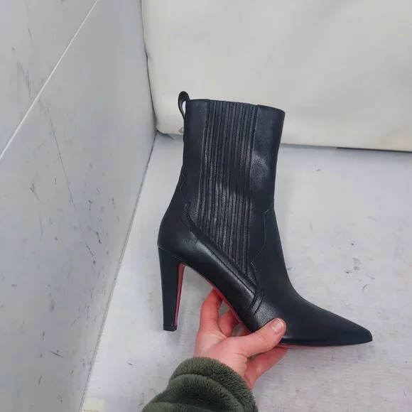 Christian Louboutin Santigag Black Leather Western Boot - Picture 3 of 11